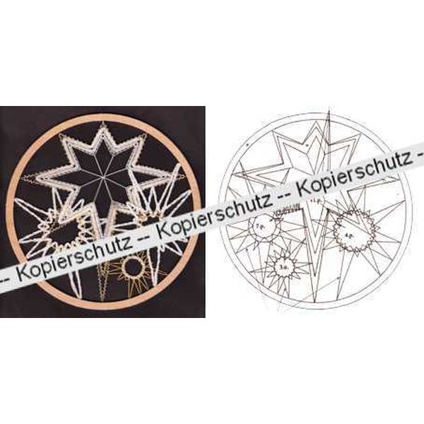 Klöppelbrief Sterne im Ring (Ø: 19 cm)