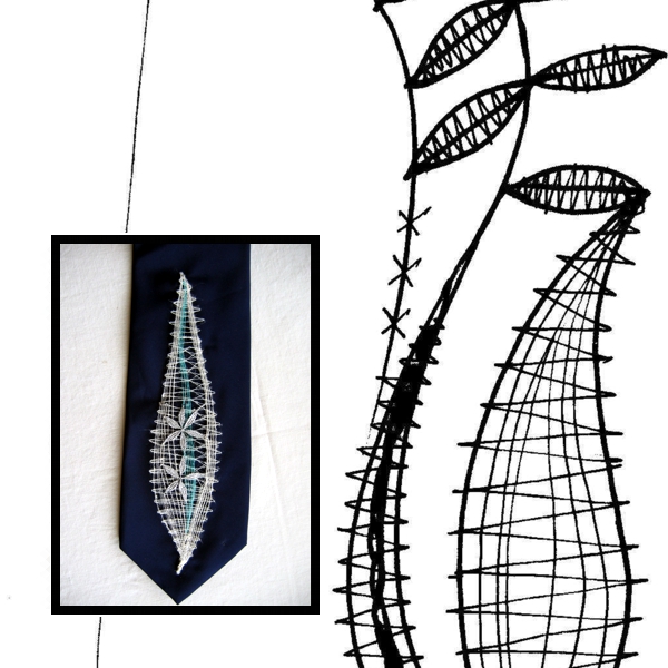 Klöppelbrief "Seidenkrawatte - Stern"