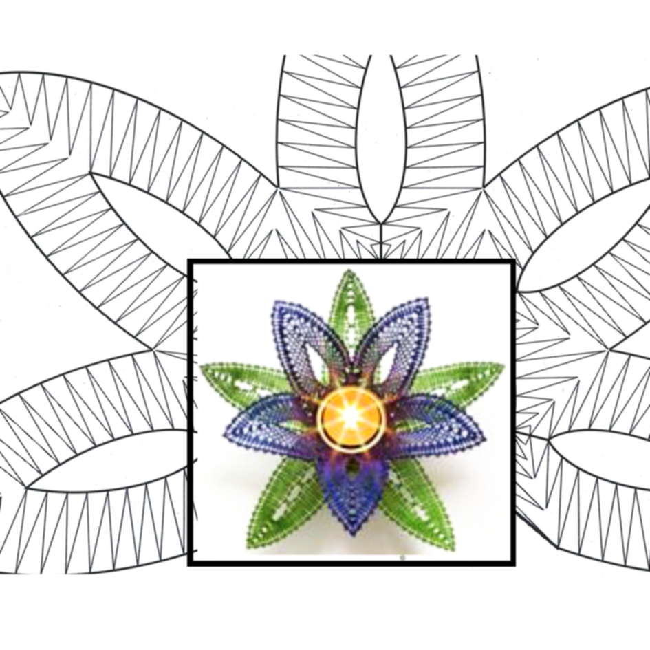 Klöppelbrief - Blüte Enzian für Teelichthalter