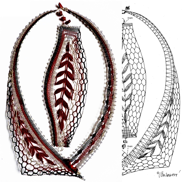 Klöppelbriefe Halsschmuck und Armreifen