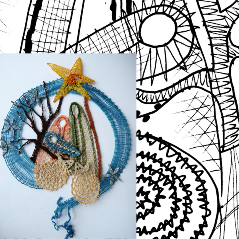 Klöppelbrief Unter blauem Himmel