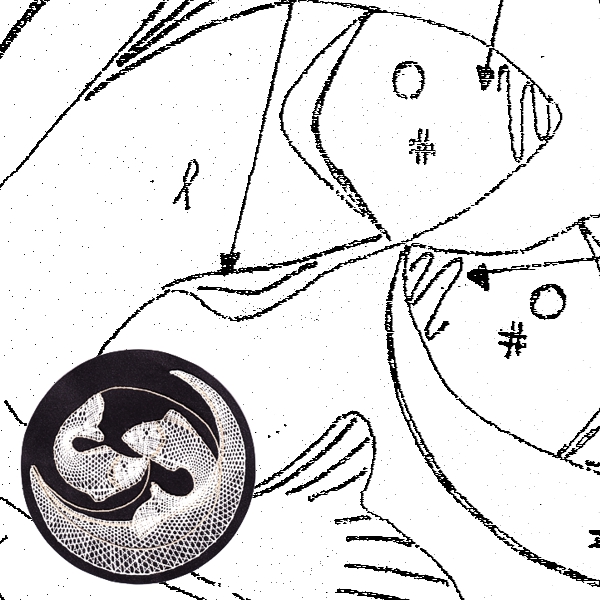 Klöppelbrief Fische (Ø: 12 cm)