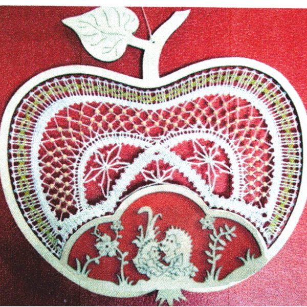 Klöppelbrief für Rahmen Apfel