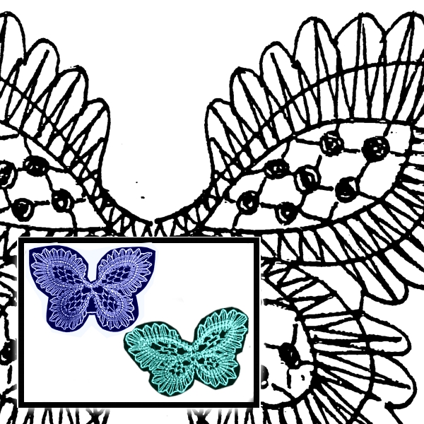 Klöppelbrief Schmetterling, 2 Motive