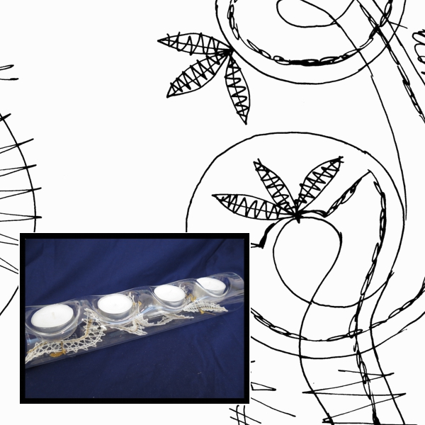 Klöppelbrief Spitze für Kerzenhalter