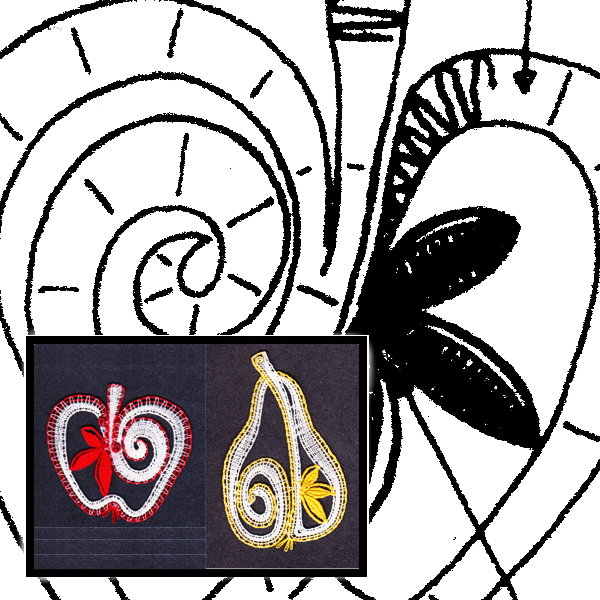 Klöppelbrief Apfel-Birne