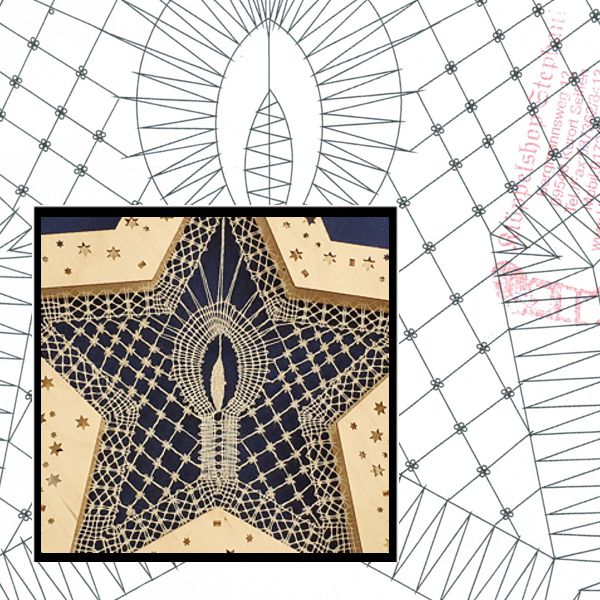 Klöppelbrief Stern, Motiv Kerze