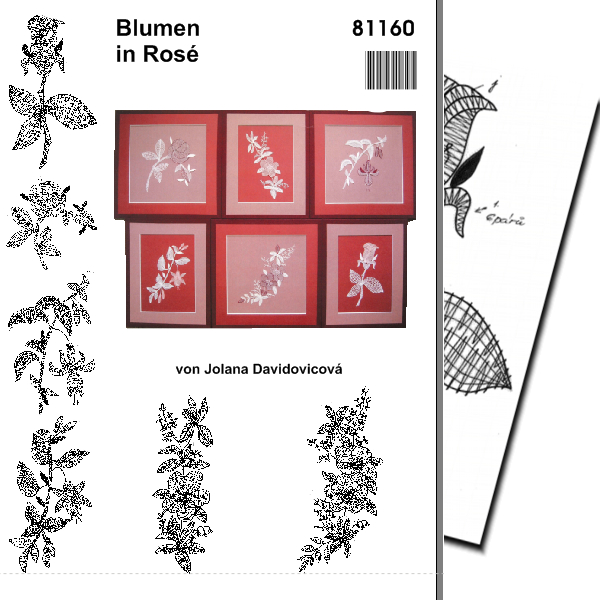 Klöppelbriefe Blumen in Rosé