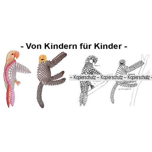 Klöppelbrief Papagei & Faultier