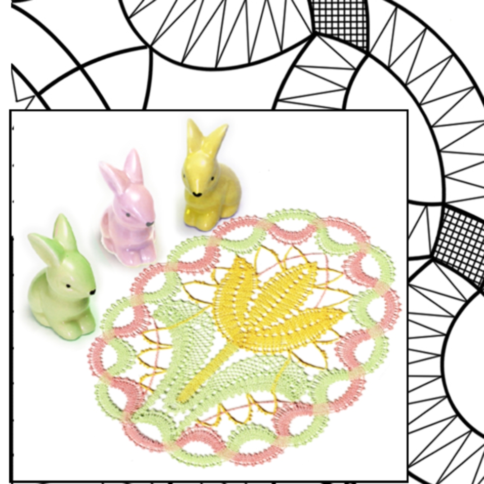 Klöppelbrief Osterei Tulpe