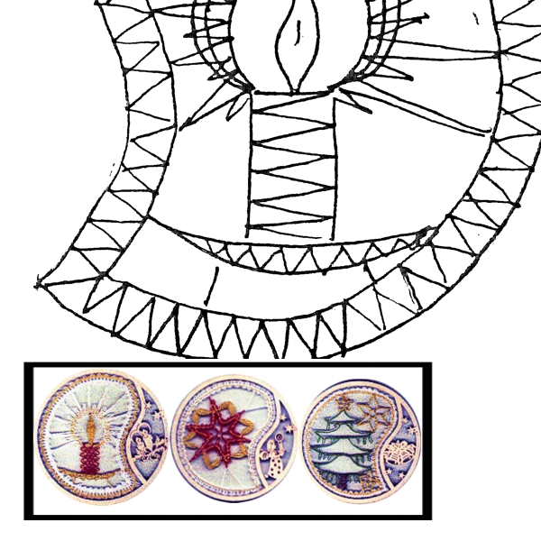 Klöppelbrief für Holzringe mit Motiv