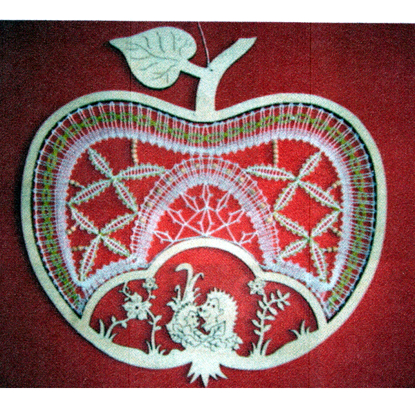 Klöppelbrief für Rahmen Apfel