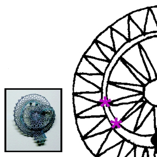 Klöppelbrief Schmuckbrosche 1
