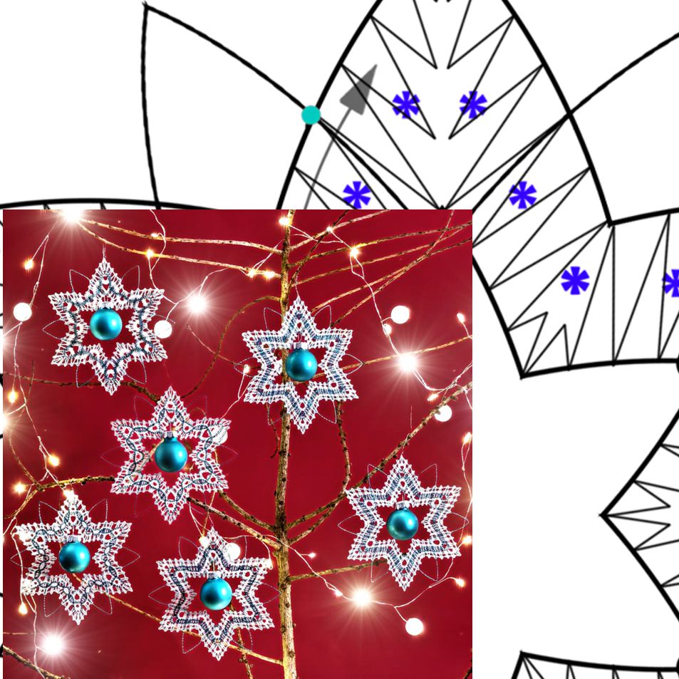 Klöppelbrief Baumbehang "Eiskristall"