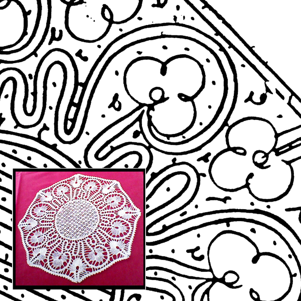 Klöppelbrief Decke achteckig