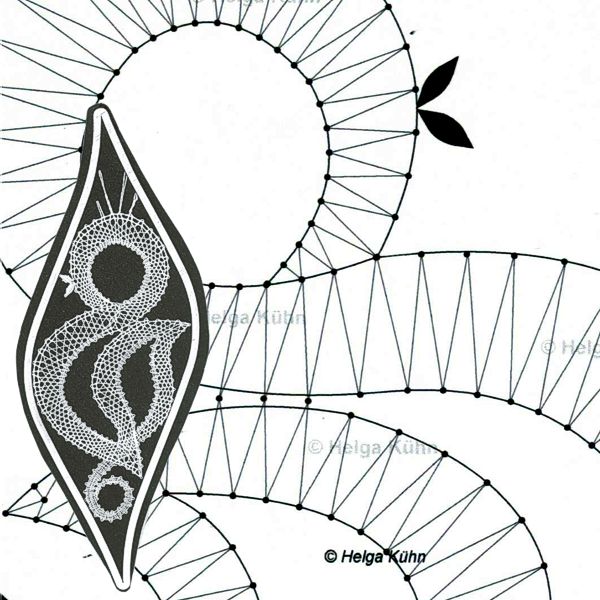 Klöppelbrief Raute 1 Vogel