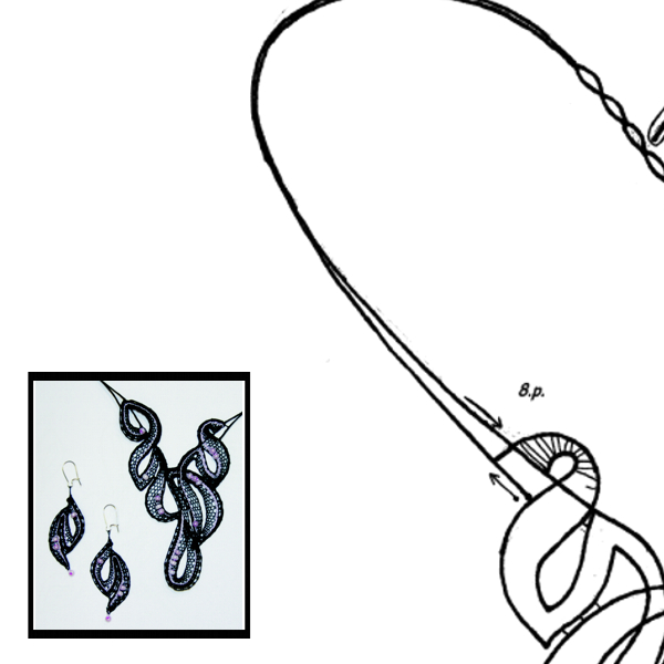 Klöppelbrief Halskette & Ohrringe