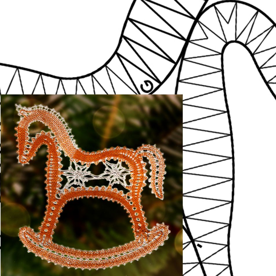 Klöppelbrief Schaukelpferd "Nostalgie"