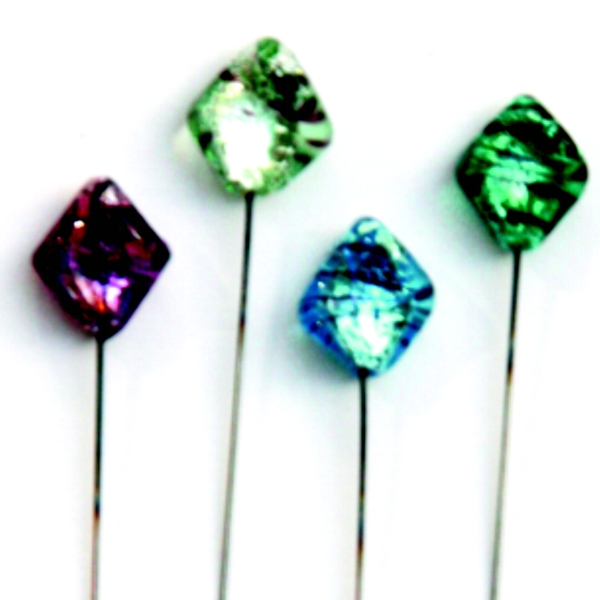 Aufstecknadel mit eckigem Glasskopf