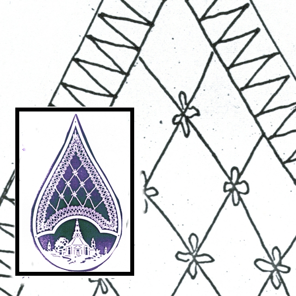 Klöppelbrief für Holztropfen mit Motiv