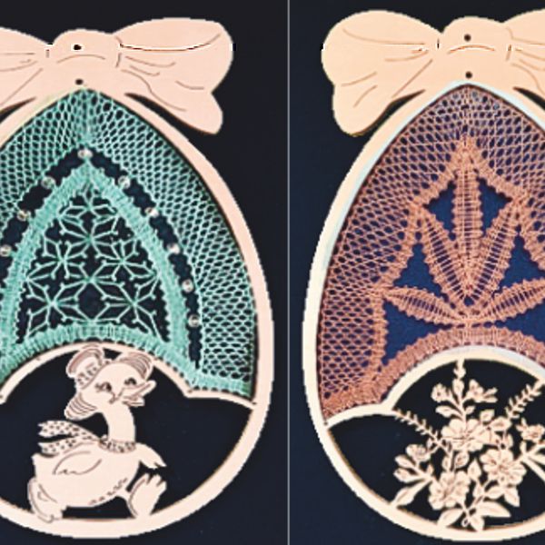 Klöppelbrief f. Osterei mit Schleife