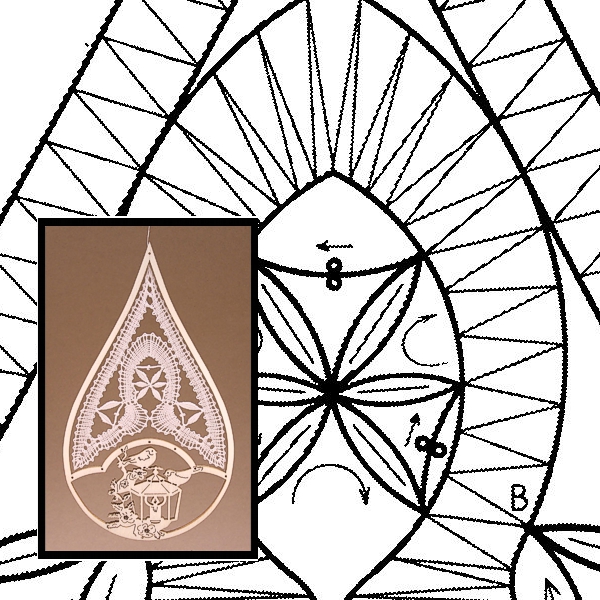 Klöppelbrief "Hängende Blüte"