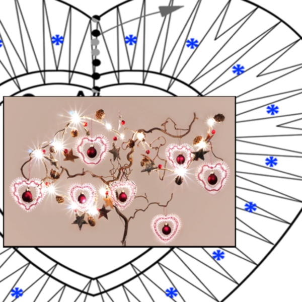 Klöppelbrief Baumbehang "Herzelieb"